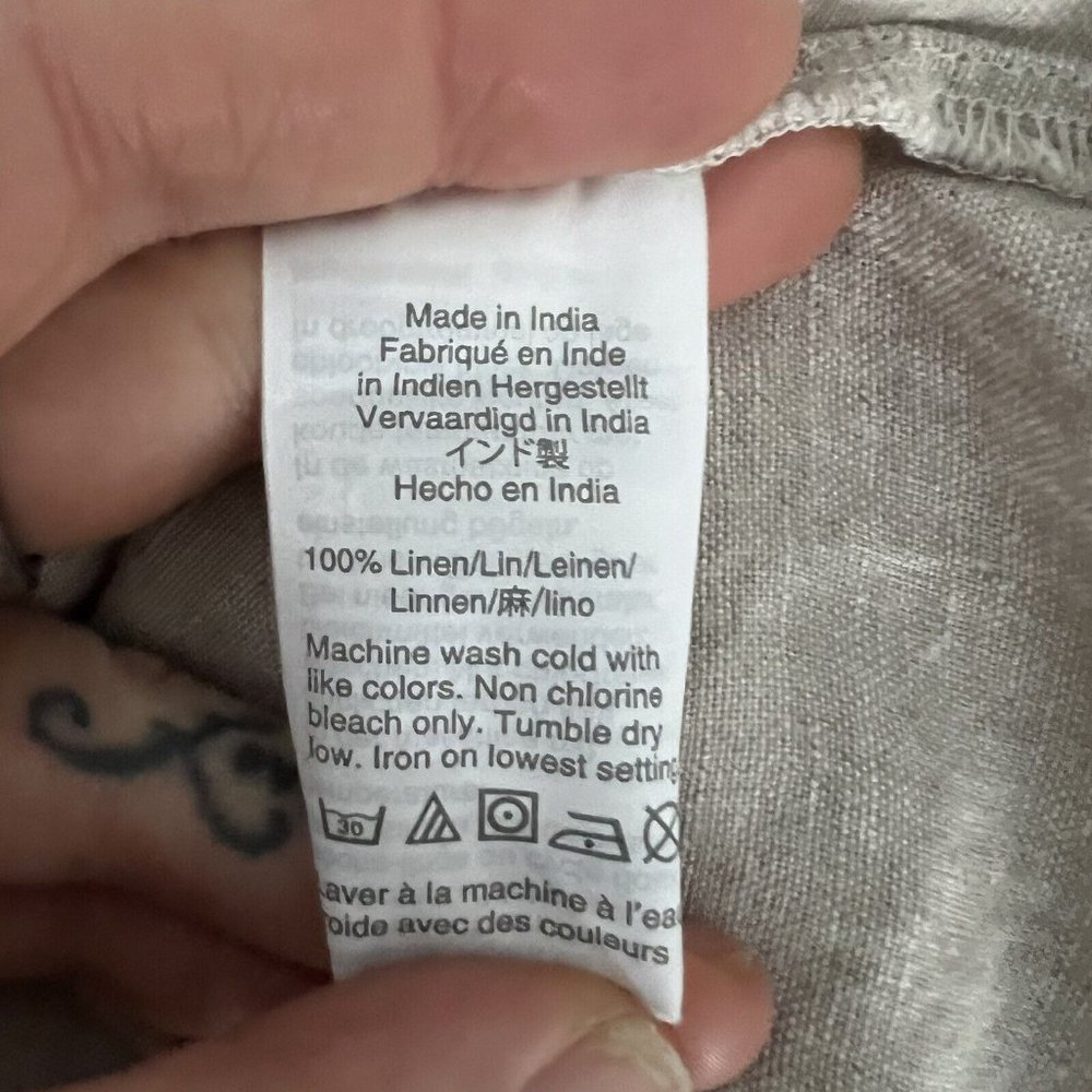 J. Crew Women Beauchamps Linen Popover Blouse Size S Beige Oatmeal Short Sleeve - Picture 4 of 9